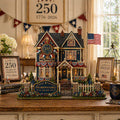 Personalized Patriotic House Wooden Block, Custom Family Name Sign, 4th of July Decor, American Home Keepsake Gift