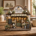 Personalized Farmhouse Coffee Shop Wooden Block, Rustic Cafe Decor, Custom Coffee Lover Gift, Cozy Kitchen Keepsake