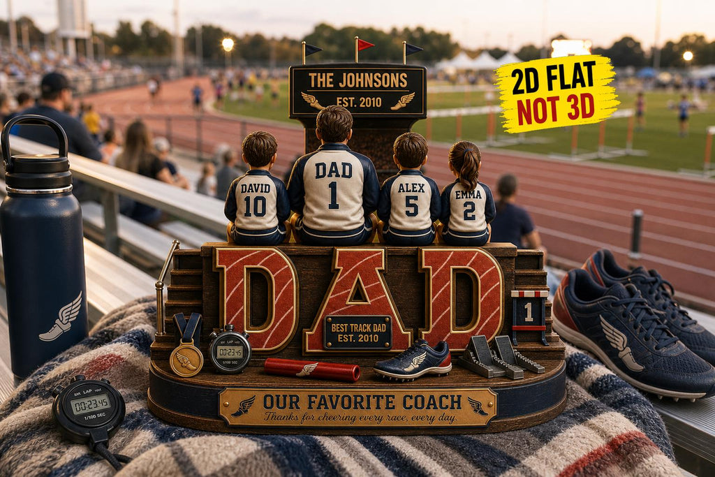 Personalized Track Dad Plaque, Custom Track and Field Dad Gift From Kids, Father's Day Keepsake, Running Coach Gift, Sports Dad Decor