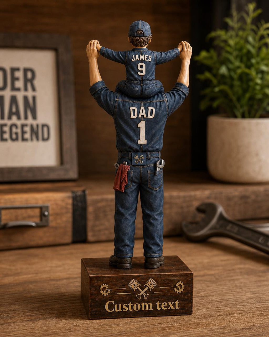Personalized Mechanic Dad Statue, Custom Mechanic Dad Gift From Son, Father's Day Auto Repair Keepsake, Handyman Dad Figurine Decor