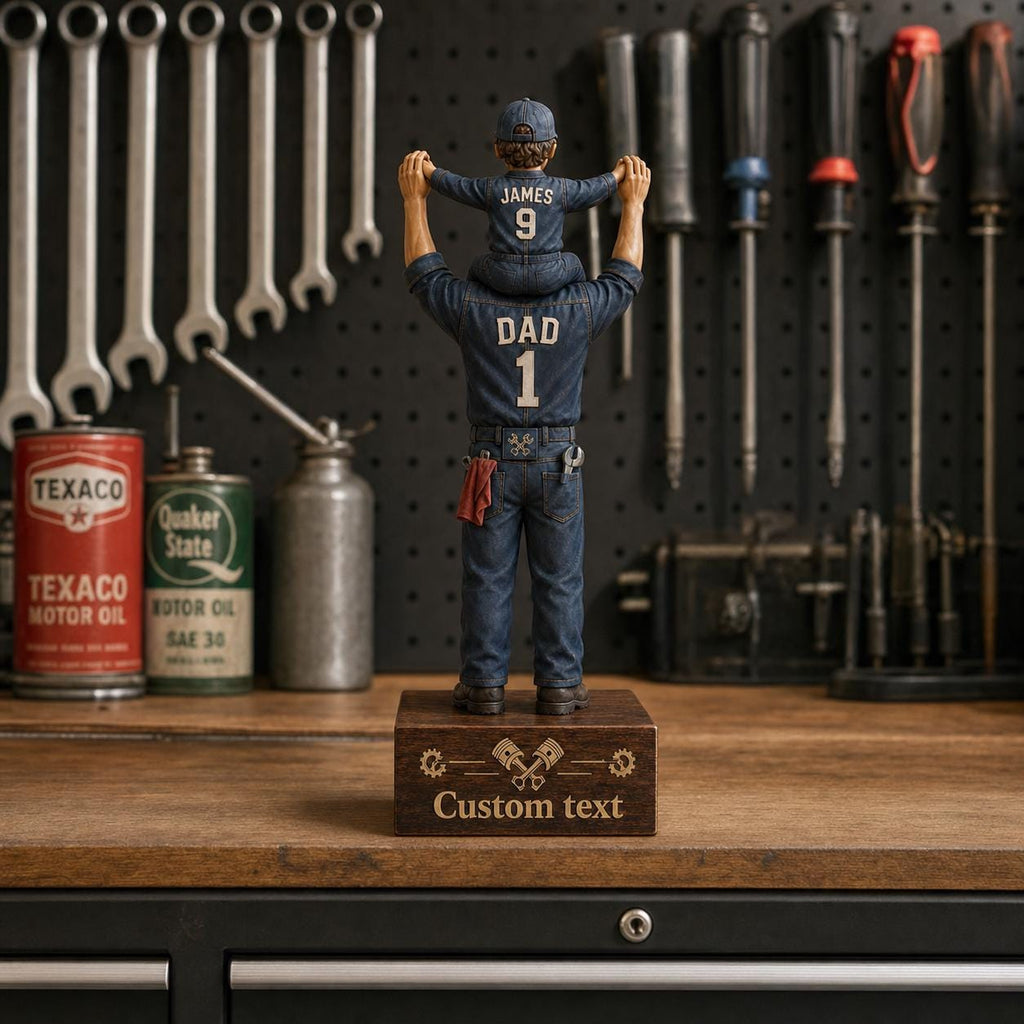 Personalized Mechanic Dad Statue, Custom Mechanic Dad Gift From Son, Father's Day Auto Repair Keepsake, Handyman Dad Figurine Decor