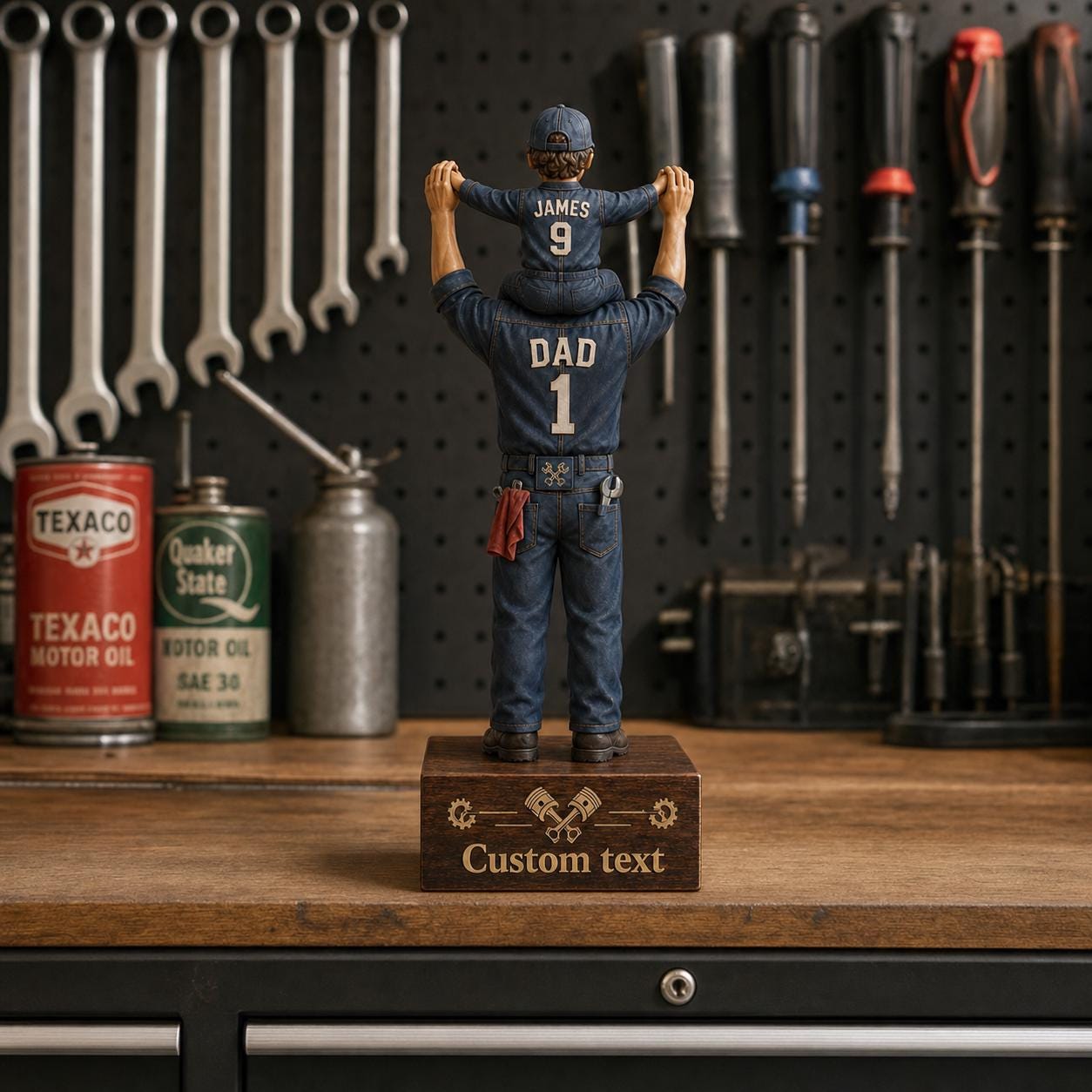 Personalized Mechanic Dad Statue, Custom Mechanic Dad Gift From Son, Father's Day Auto Repair Keepsake, Handyman Dad Figurine Decor