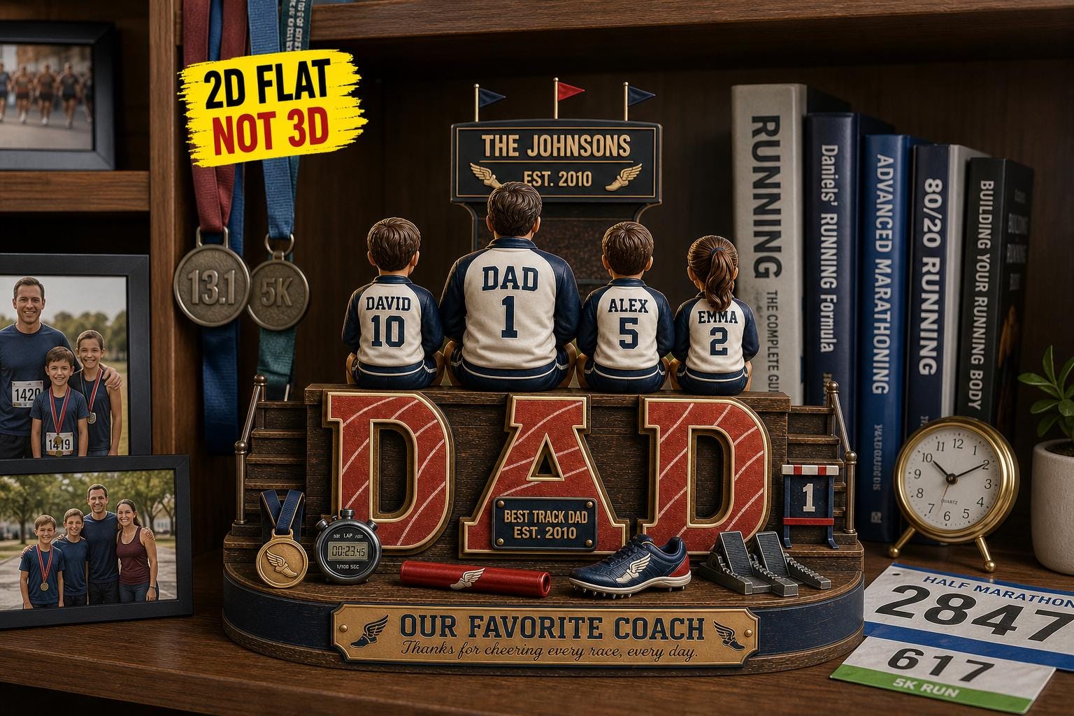 Personalized Track Dad Plaque, Custom Track and Field Dad Gift From Kids, Father's Day Keepsake, Running Coach Gift, Sports Dad Decor