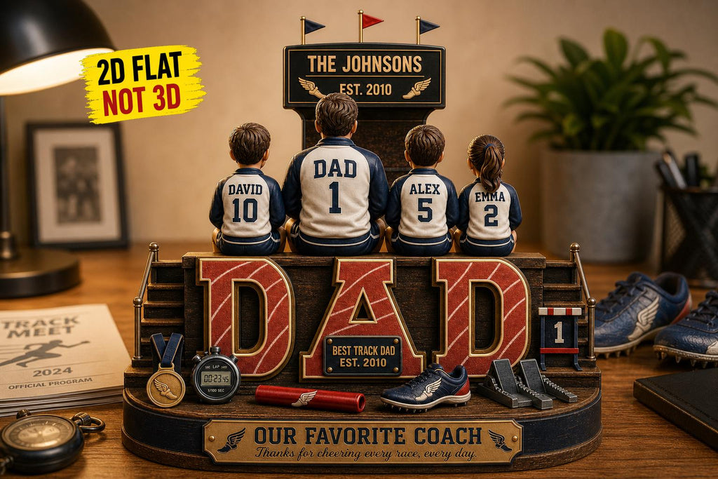 Personalized Track Dad Plaque, Custom Track and Field Dad Gift From Kids, Father's Day Keepsake, Running Coach Gift, Sports Dad Decor