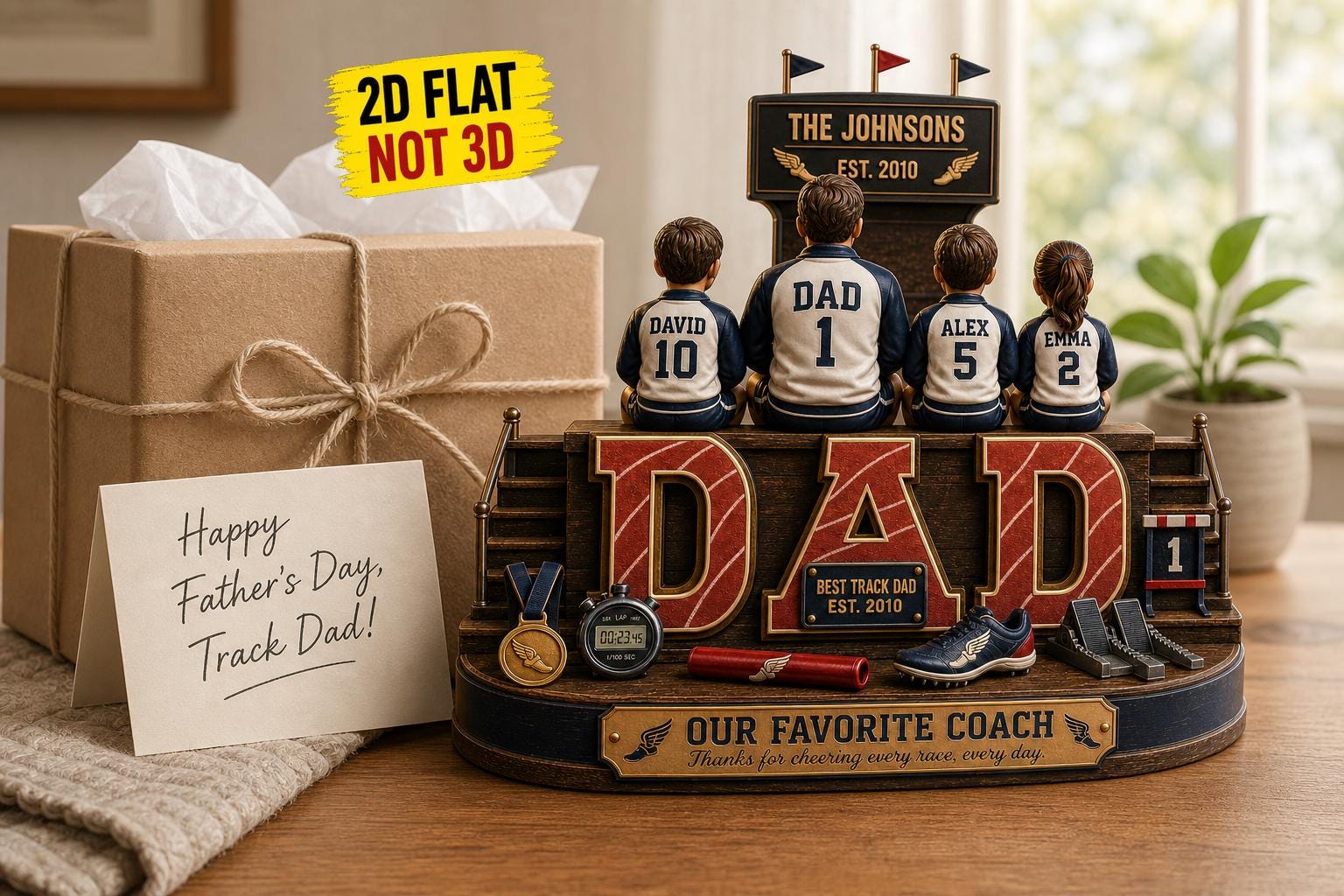 Personalized Track Dad Plaque, Custom Track and Field Dad Gift From Kids, Father's Day Keepsake, Running Coach Gift, Sports Dad Decor