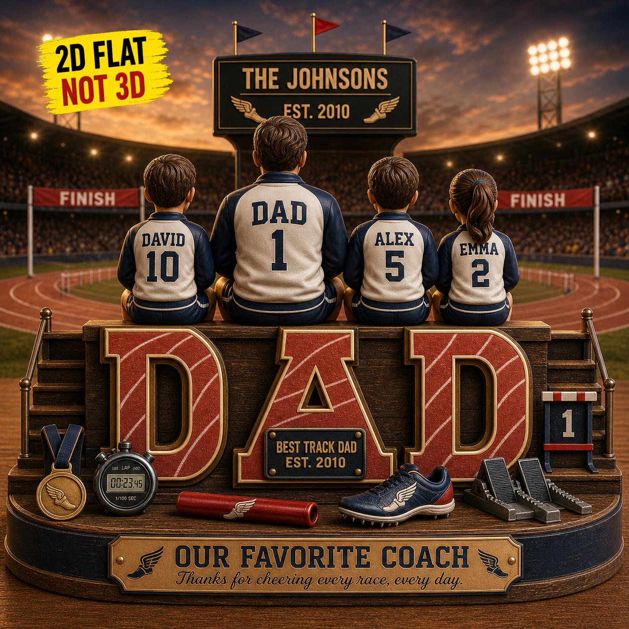 Personalized Track Dad Plaque, Custom Track and Field Dad Gift From Kids, Father's Day Keepsake, Running Coach Gift, Sports Dad Decor