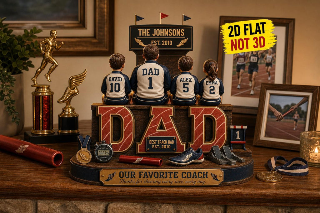 Personalized Track Dad Plaque, Custom Track and Field Dad Gift From Kids, Father's Day Keepsake, Running Coach Gift, Sports Dad Decor
