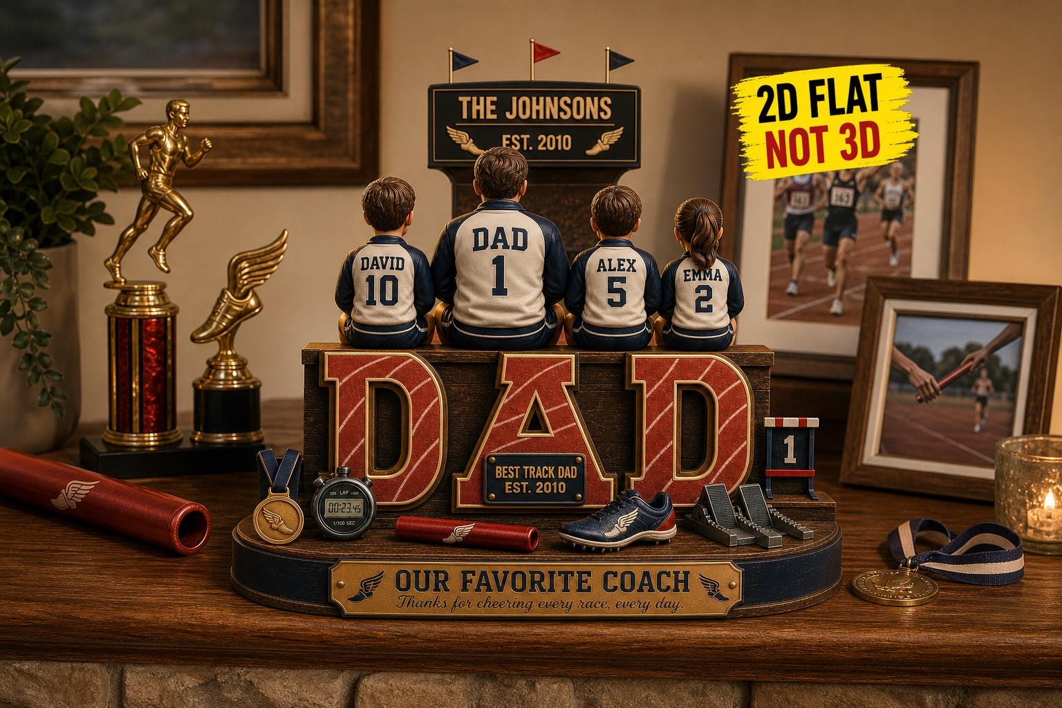 Personalized Track Dad Plaque, Custom Track and Field Dad Gift From Kids, Father's Day Keepsake, Running Coach Gift, Sports Dad Decor