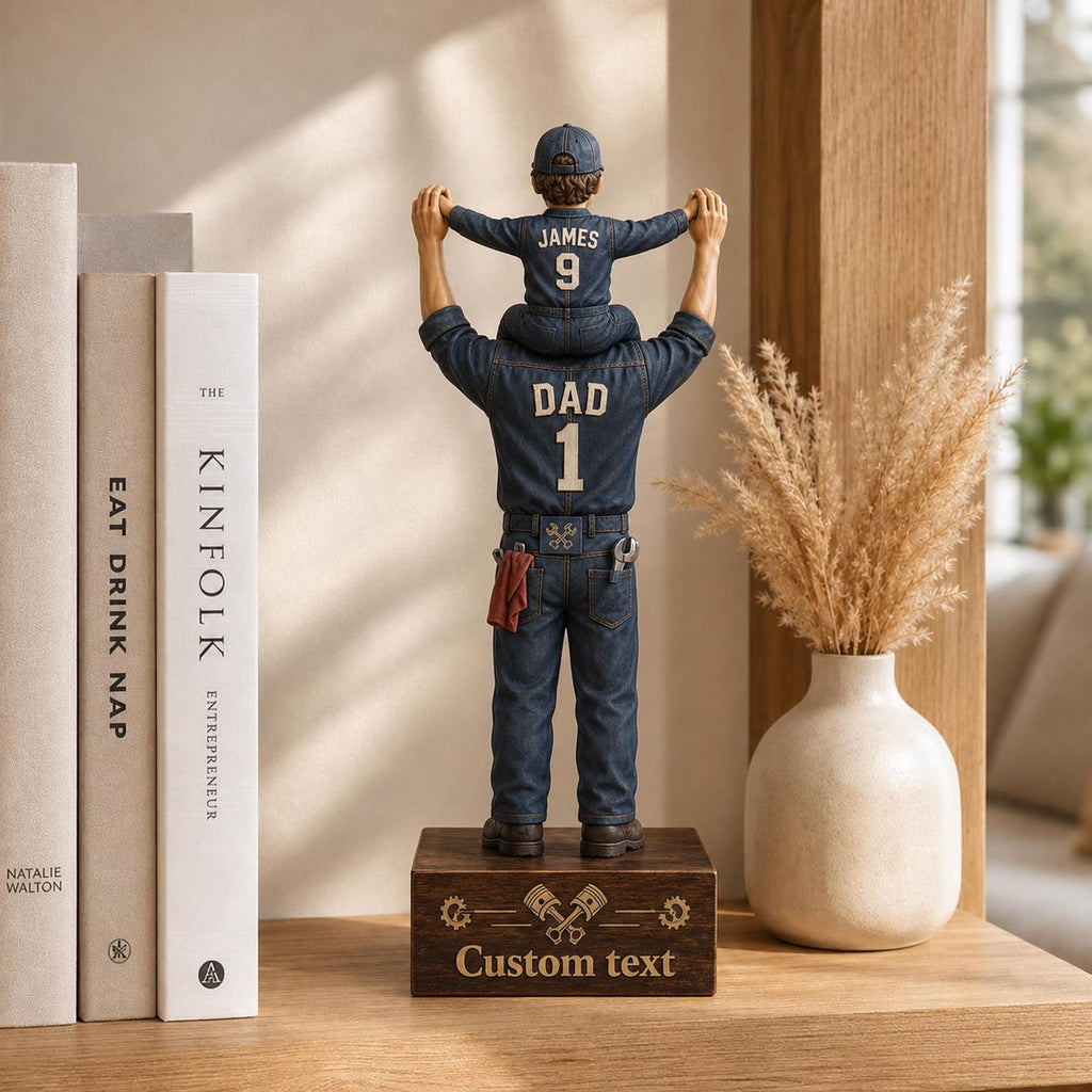 Personalized Mechanic Dad Statue, Custom Mechanic Dad Gift From Son, Father's Day Auto Repair Keepsake, Handyman Dad Figurine Decor
