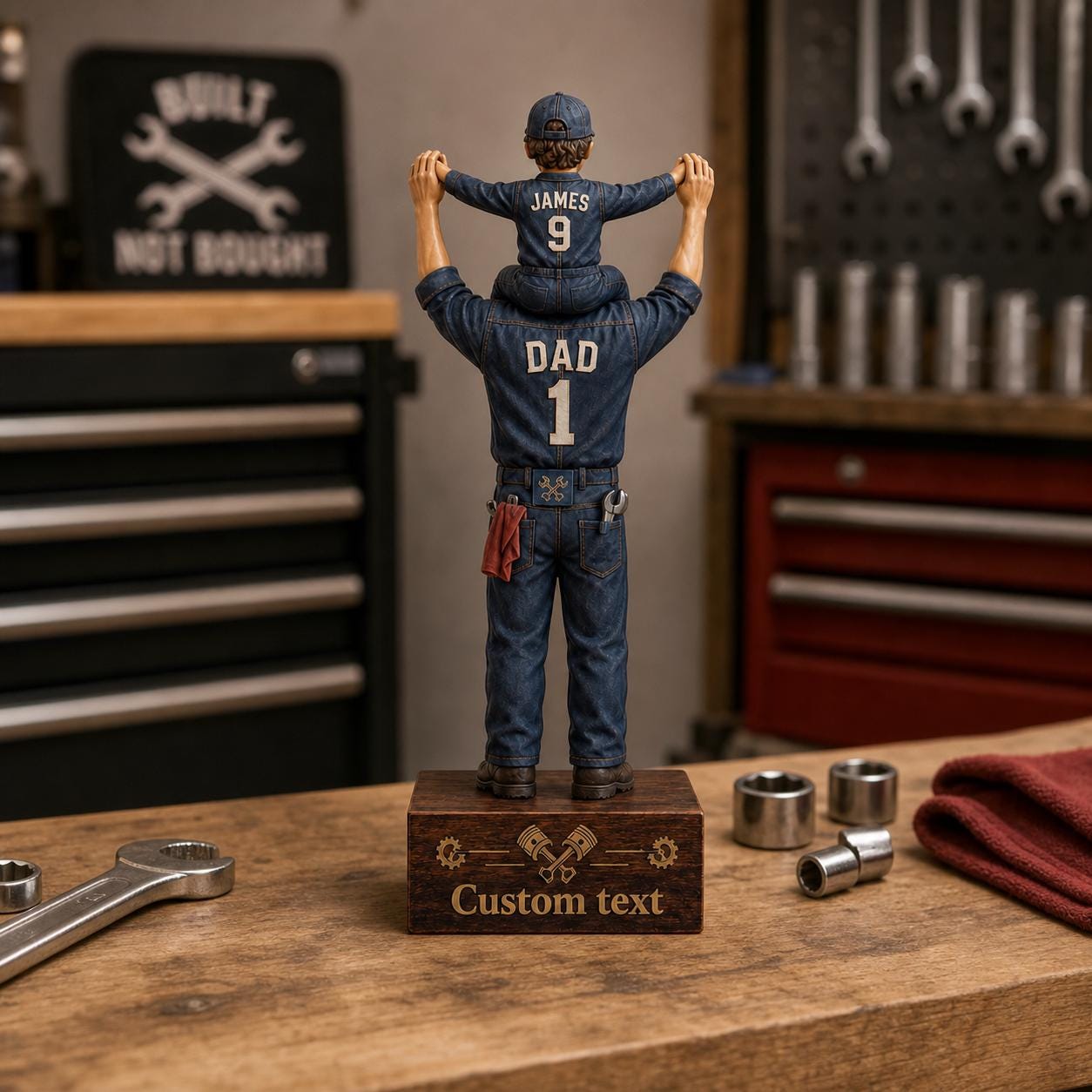 Personalized Mechanic Dad Statue, Custom Mechanic Dad Gift From Son, Father's Day Auto Repair Keepsake, Handyman Dad Figurine Decor