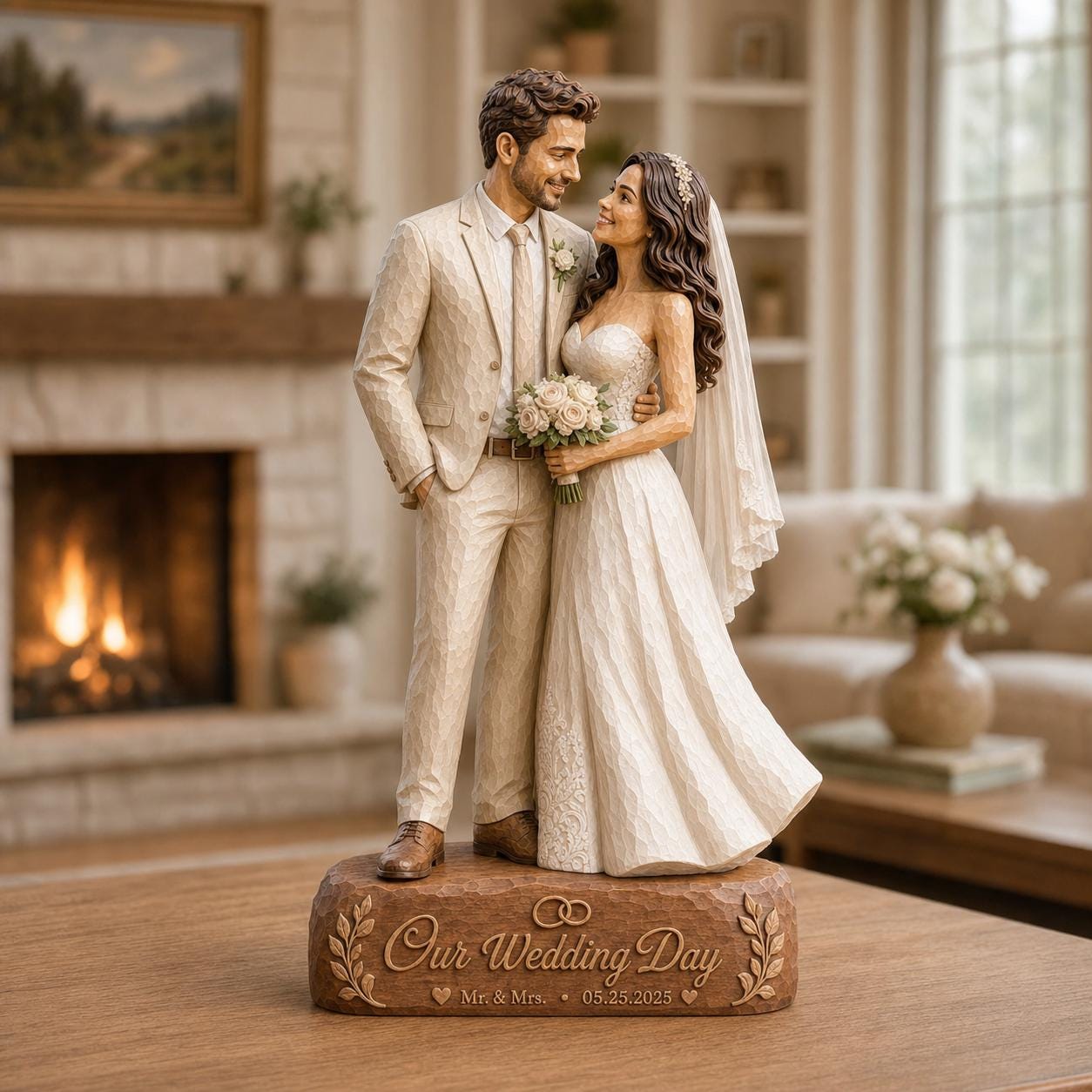 Personalized Proposal Couple Wooden Block, Custom Engagement Keepsake, Romantic Decor