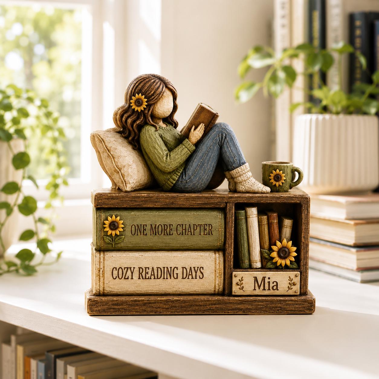 Cozy Reading Days Shelf Sitter Wooden Block, Custom Reader Gift, One More Chapter Library Sign, Book Lover Keepsake