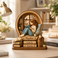 Personalized Reading Girl Wooden Block, Custom Book Lover Gift, Reader Shelf Decor, Cozy Reading Nook Bookish Home Accent