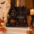 Personalized Haunted House Block, Gothic Spooky Halloween Decor, Family Shelf Decoration