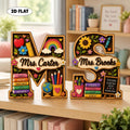 Personalized Teacher Letter Wooden Block, Custom Initial Name Sign, Classroom Desk Decor, Teacher Appreciation Gift, Back to School