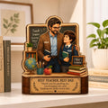 Personalized Teacher Dad Wooden Block, Custom Keepsake, Classroom Desk Decor, Father's Day Gift