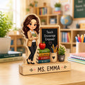 Personalized Teacher Wooden Desk Decor, Custom Name Plaque, Appreciation Keepsake Block