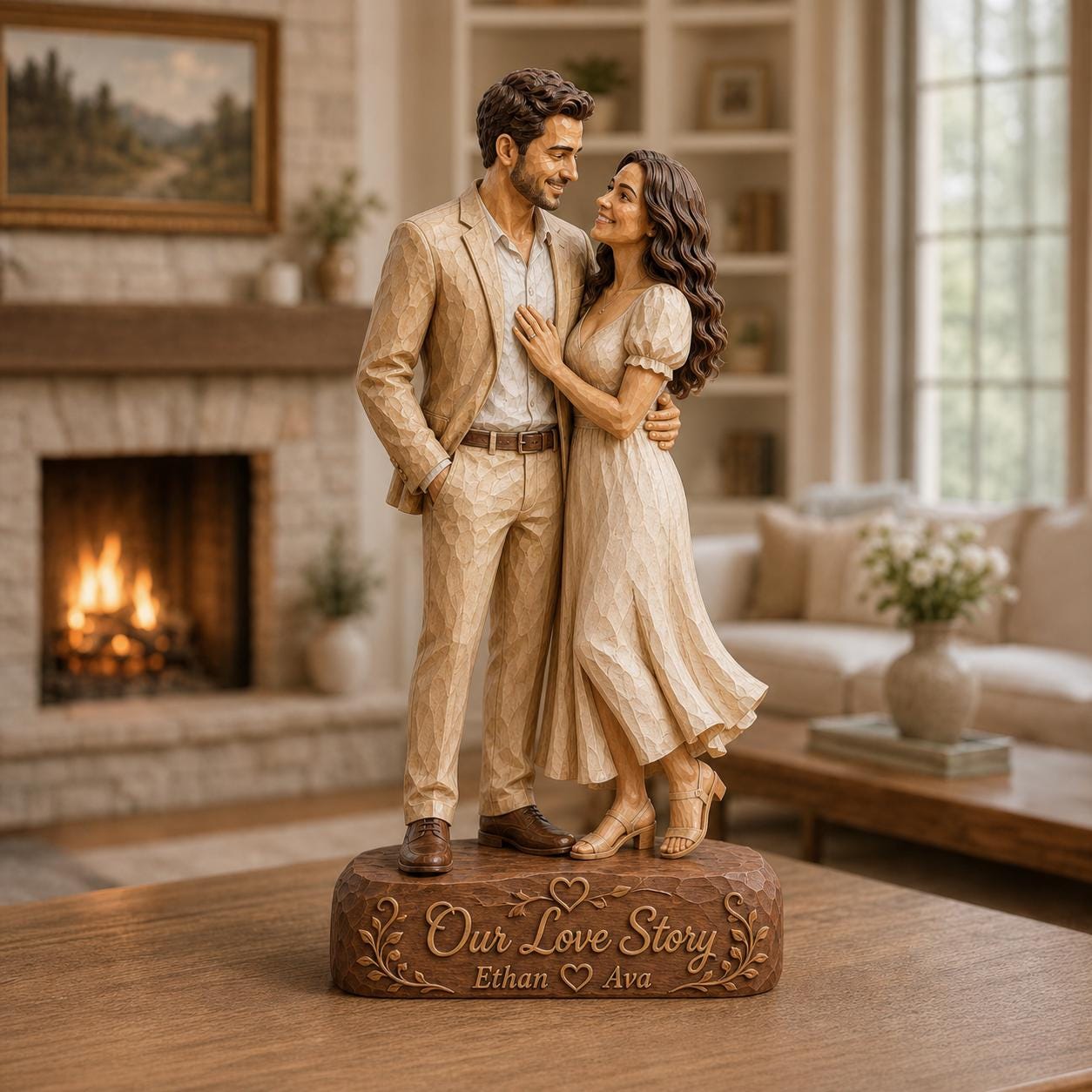 Personalized Proposal Couple Wooden Block, Custom Engagement Keepsake, Romantic Decor