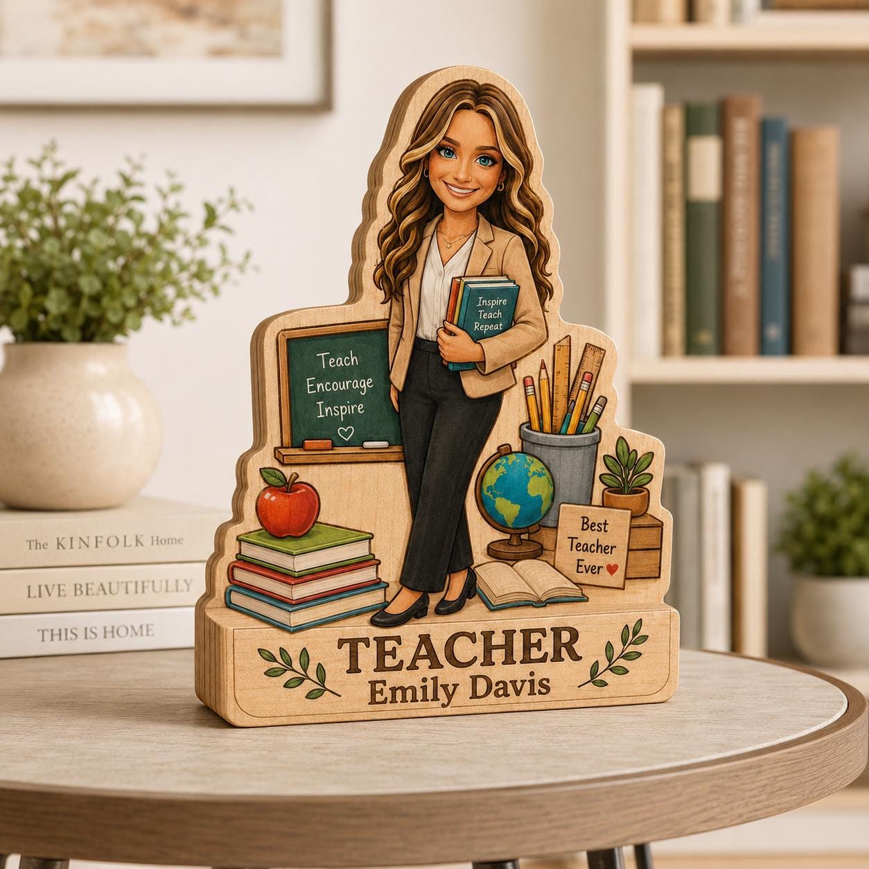 Personalized Teacher Wooden Block, Custom Photo Desk Decor, Appreciation Keepsake