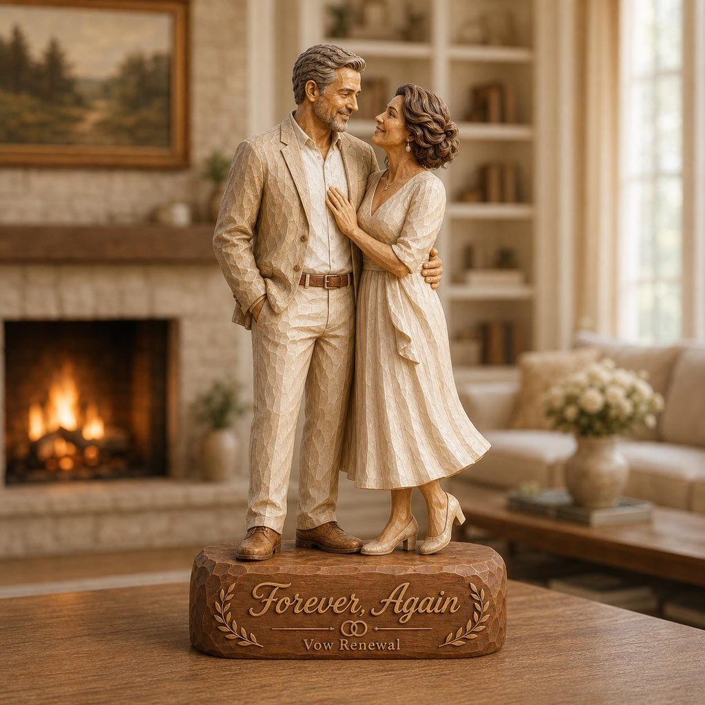 Personalized Vow Renewal Wooden Block, Custom Couple Keepsake, Anniversary Decor