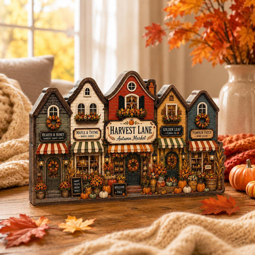 Fall Wooden Block Decor, Autumn Market Shelf Sitter, Harvest Lane Storefront Sign, Pumpkin Village, Cozy Farmhouse Falls Gift